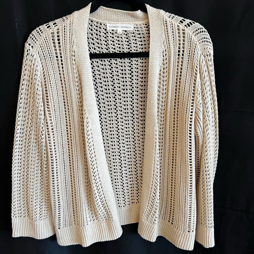 ✨ Madison + Hudson Tan Sparkle Cardigan – Women’s Large ✨